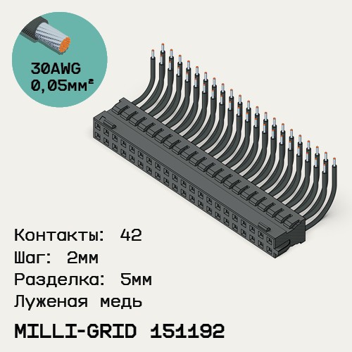 Односторонняя кабельная сборка на основе Milli-Grid 151192