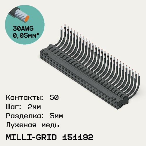 Односторонняя кабельная сборка на основе Milli-Grid 151192
