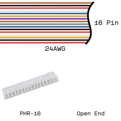 Кабельная сборка PHR-16 / Open End 24AWG 0,25м
