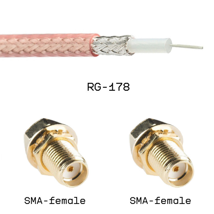 Кабельная сборка SMA female - SMA female на кабеле RG178 0,5м