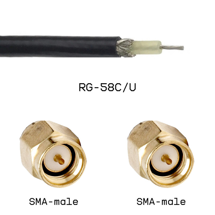 Кабельная сборка SMA male - SMA male на кабеле RG58C/U 0,5м