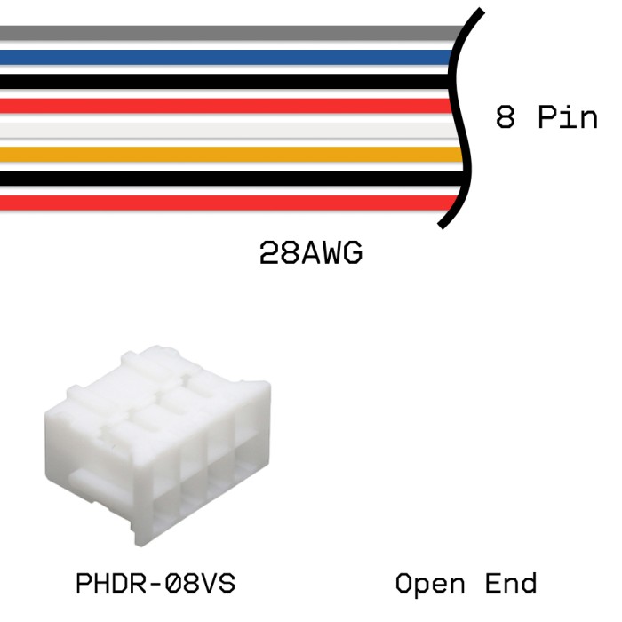 Кабельная сборка PHDR-08VS / Open End 28AWG 0,25м