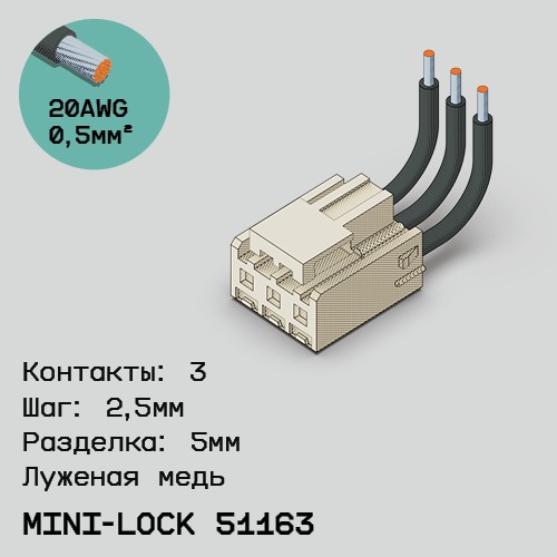 Односторонняя кабельная сборка на основе Mini-Lock 51163