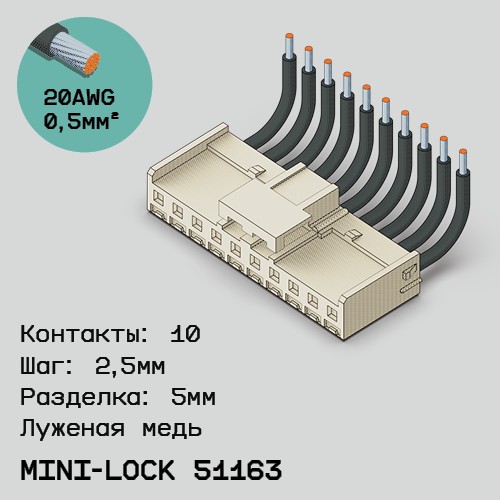 Односторонняя кабельная сборка на основе Mini-Lock 51163