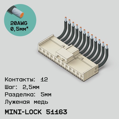 Односторонняя кабельная сборка на основе Mini-Lock 51163