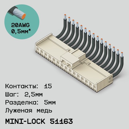Односторонняя кабельная сборка на основе Mini-Lock 51163