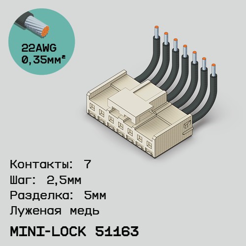 Односторонняя кабельная сборка на основе Mini-Lock 51163