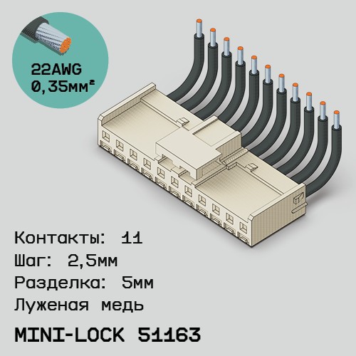 Односторонняя кабельная сборка на основе Mini-Lock 51163