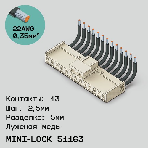 Односторонняя кабельная сборка на основе Mini-Lock 51163
