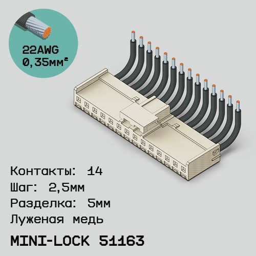 Односторонняя кабельная сборка на основе Mini-Lock 51163