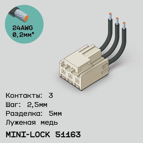 Односторонняя кабельная сборка на основе Mini-Lock 51163