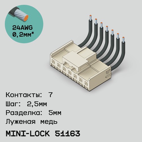Односторонняя кабельная сборка на основе Mini-Lock 51163