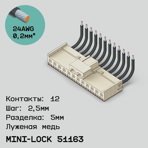 Односторонняя кабельная сборка на основе Mini-Lock 51163