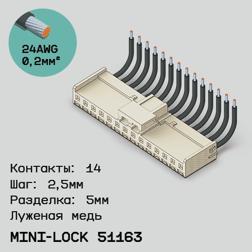 Односторонняя кабельная сборка на основе Mini-Lock 51163