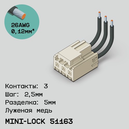 Односторонняя кабельная сборка на основе Mini-Lock 51163
