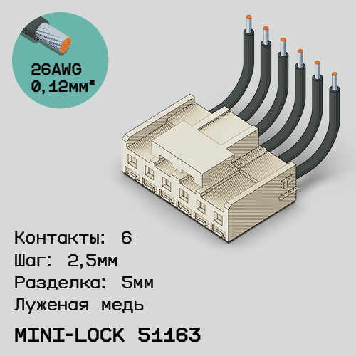 Односторонняя кабельная сборка на основе Mini-Lock 51163