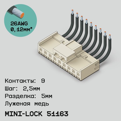 Односторонняя кабельная сборка на основе Mini-Lock 51163
