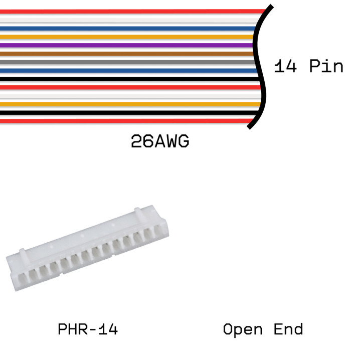 Кабельная сборка PHR-14 / Open End 26AWG 0,25м
