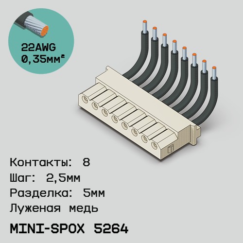 Односторонняя кабельная сборка на основе mini-SPOX 5264