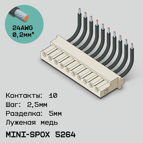 Односторонняя кабельная сборка на основе mini-SPOX 5264