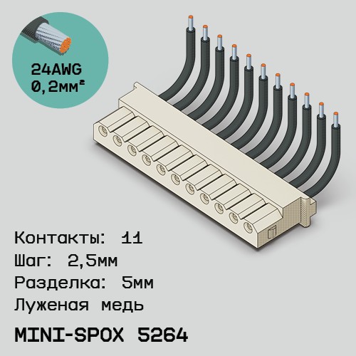 Односторонняя кабельная сборка на основе mini-SPOX 5264