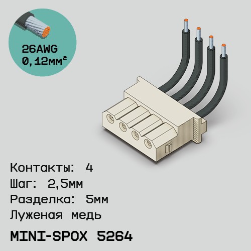 Односторонняя кабельная сборка на основе mini-SPOX 5264