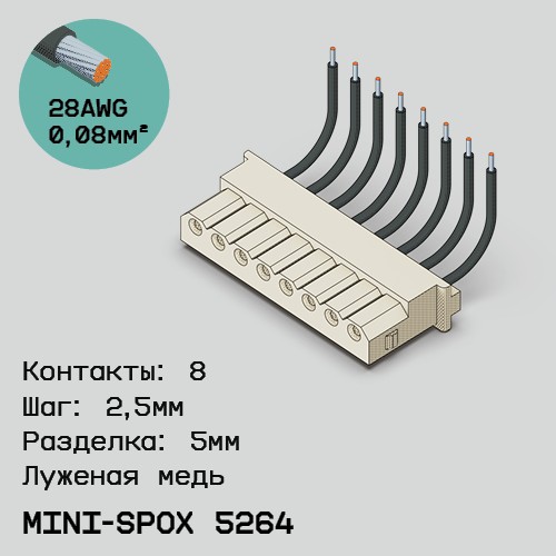 Односторонняя кабельная сборка на основе mini-SPOX 5264
