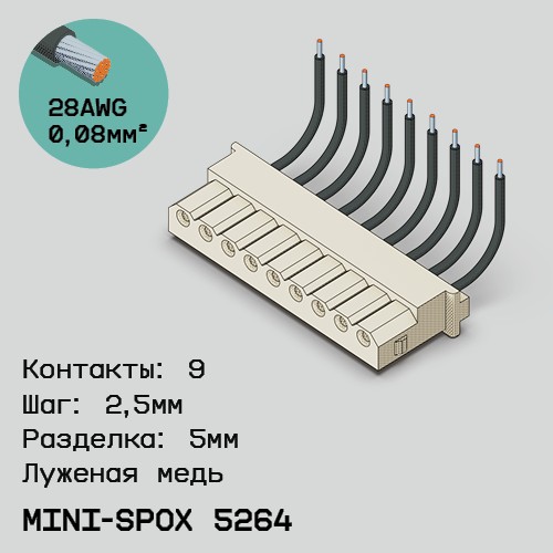 Односторонняя кабельная сборка на основе mini-SPOX 5264
