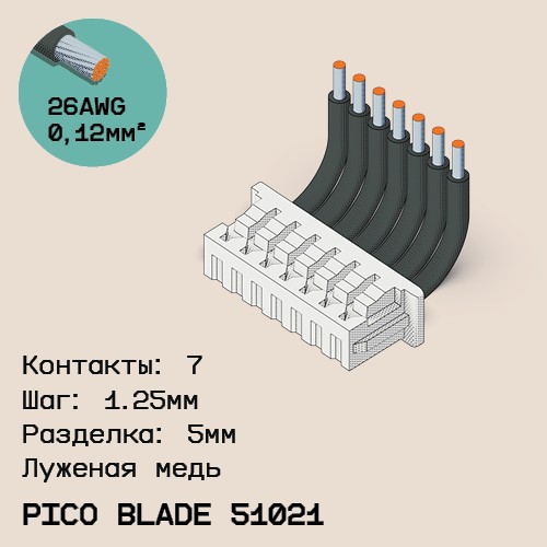 Односторонняя кабельная сборка на основе Pico Blade 51021