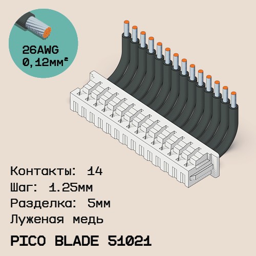 Односторонняя кабельная сборка на основе Pico Blade 51021