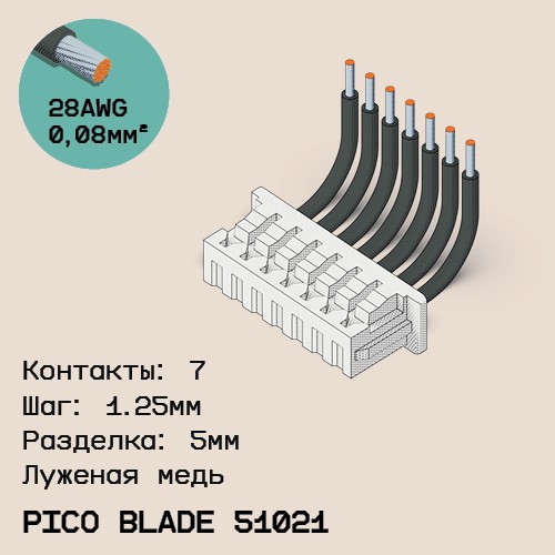Односторонняя кабельная сборка на основе Pico Blade 51021