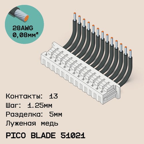 Односторонняя кабельная сборка на основе Pico Blade 51021