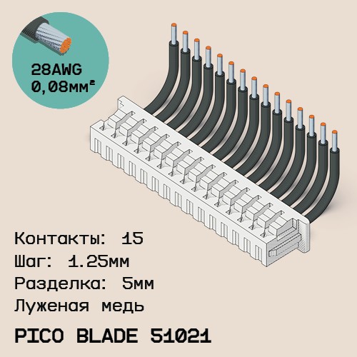 Односторонняя кабельная сборка на основе Pico Blade 51021