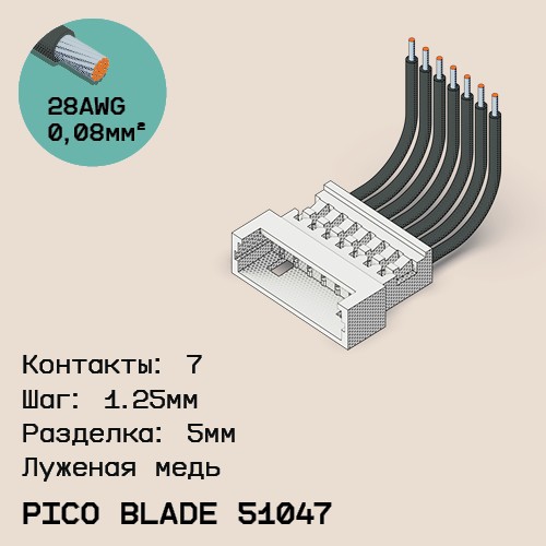 Односторонняя кабельная сборка на основе Pico Blade 51047