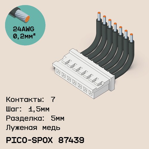 Односторонняя кабельная сборка на основе Pico-SPOX 87439