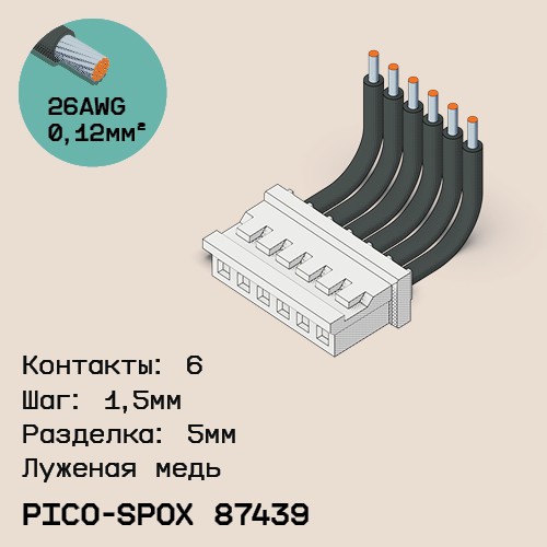 Односторонняя кабельная сборка на основе Pico-SPOX 87439