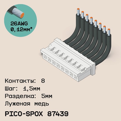 Односторонняя кабельная сборка на основе Pico-SPOX 87439