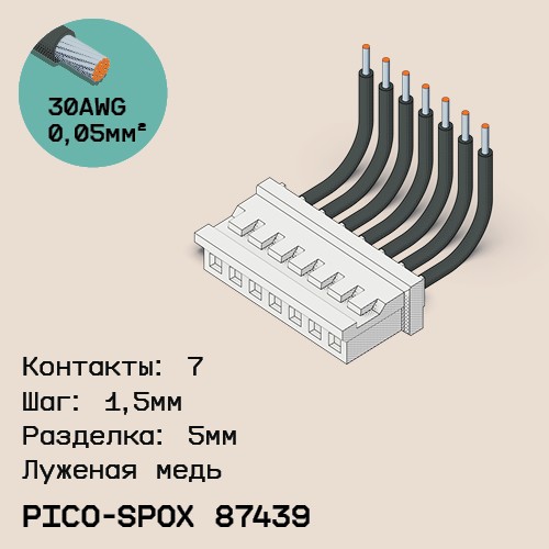 Односторонняя кабельная сборка на основе Pico-SPOX 87439