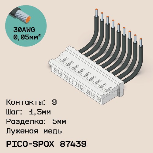 Односторонняя кабельная сборка на основе Pico-SPOX 87439