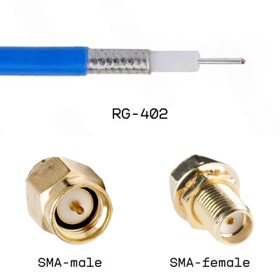 Кабельная сборка SMA male - SMA female на кабеле RG402 0,5м
