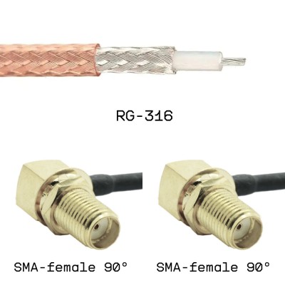 Кабельная сборка SMA female угловой - SMA female угловой на кабеле RG316 0,2м
