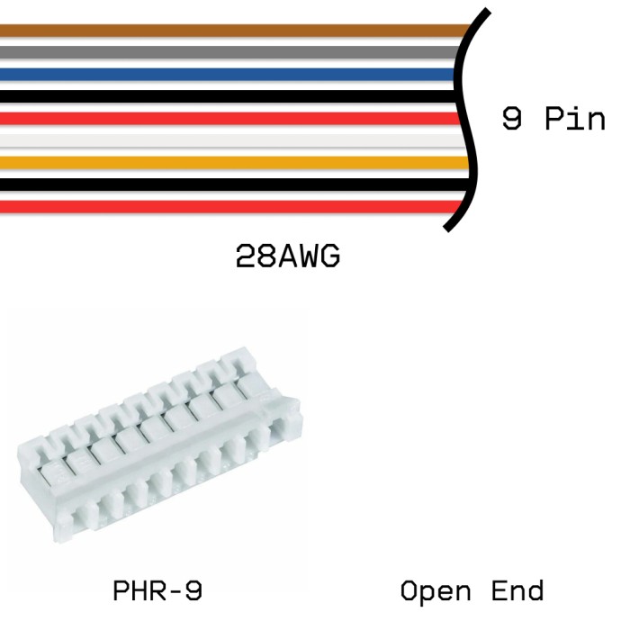 Кабельная сборка PHR-9 / Open End 28AWG 0,25м