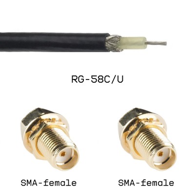 Кабельная сборка SMA female - SMA female на кабеле RG58C/U 10м