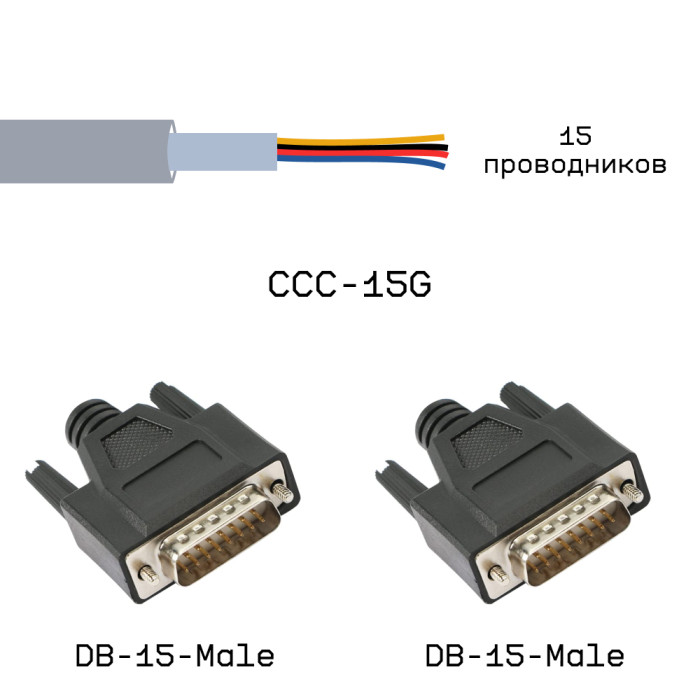 Кабельная сборка DB-15-Male / DB-15-Male на кабеле CCC-15G, 1,5м