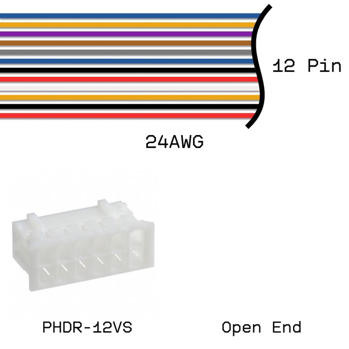 Кабельная сборка PHDR-12VS / Open End 24AWG 0,25м