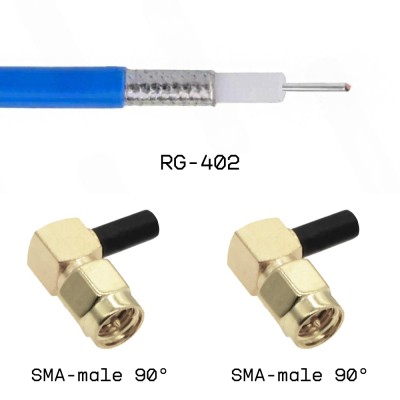 Кабельная сборка SMA male угловой - SMA male угловой на кабеле RG402 0,5м