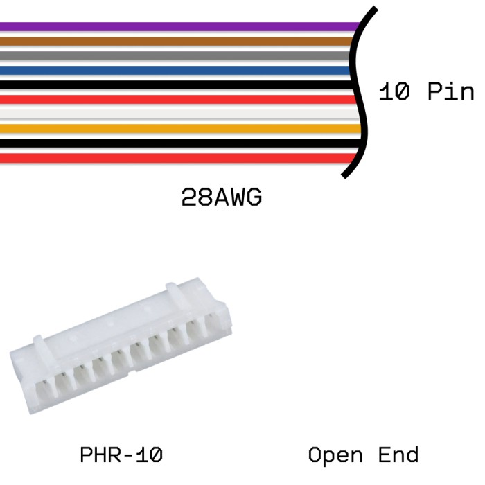 Кабельная сборка PHR-10 / Open End 28AWG 0,25м