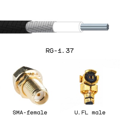 Кабельная сборка SMA female - U.FL на кабеле RG1.37 0,05м