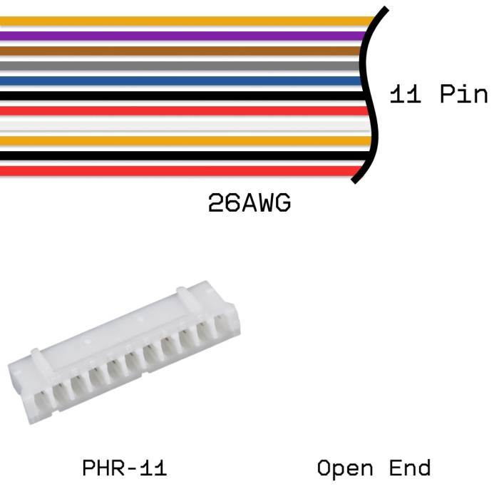 Кабельная сборка PHR-11 / Open End 26AWG 0,25м