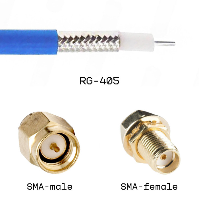 Кабельная сборка SMA male - SMA female на кабеле RG405 0,5м